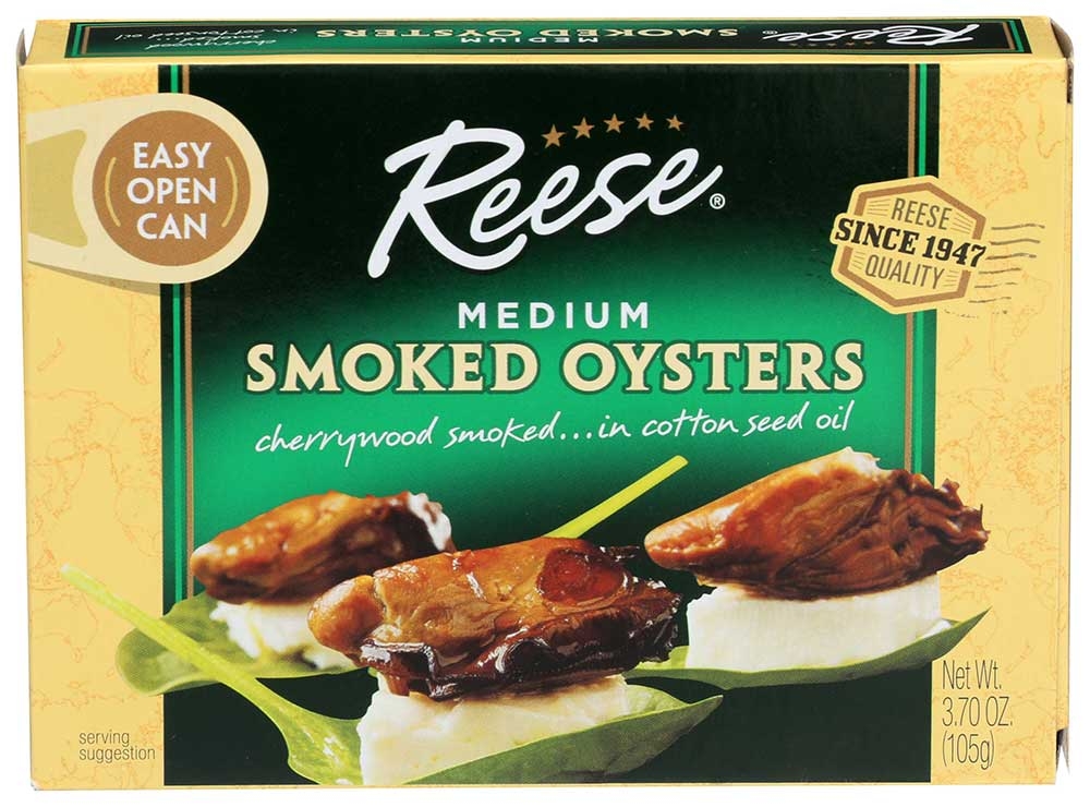 Reese Medium Smoked Oysters, 3.7 Ounce -- 10 per case.