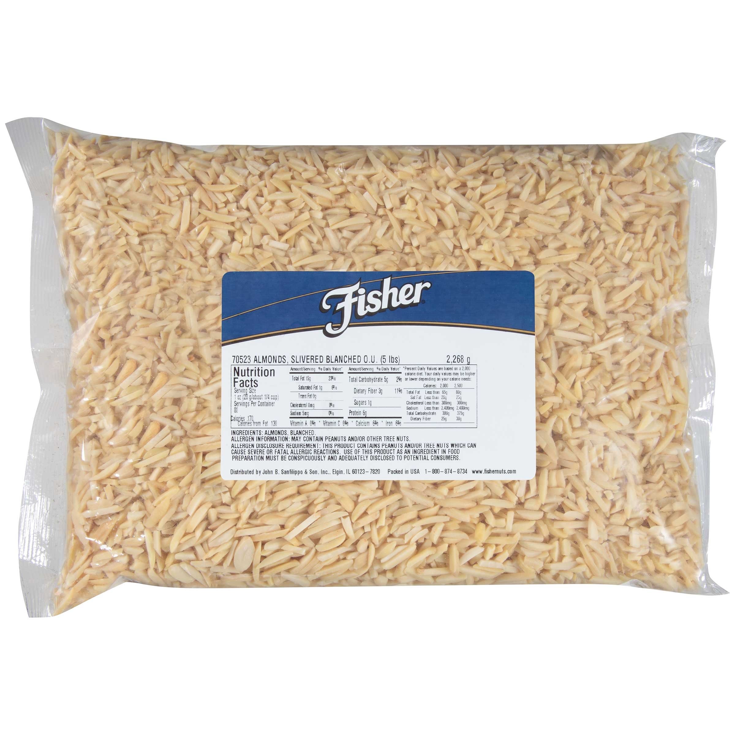 Fisher Chefs Naturals Blanched Slivered Almond Nut - Bulk, 5 Pound.