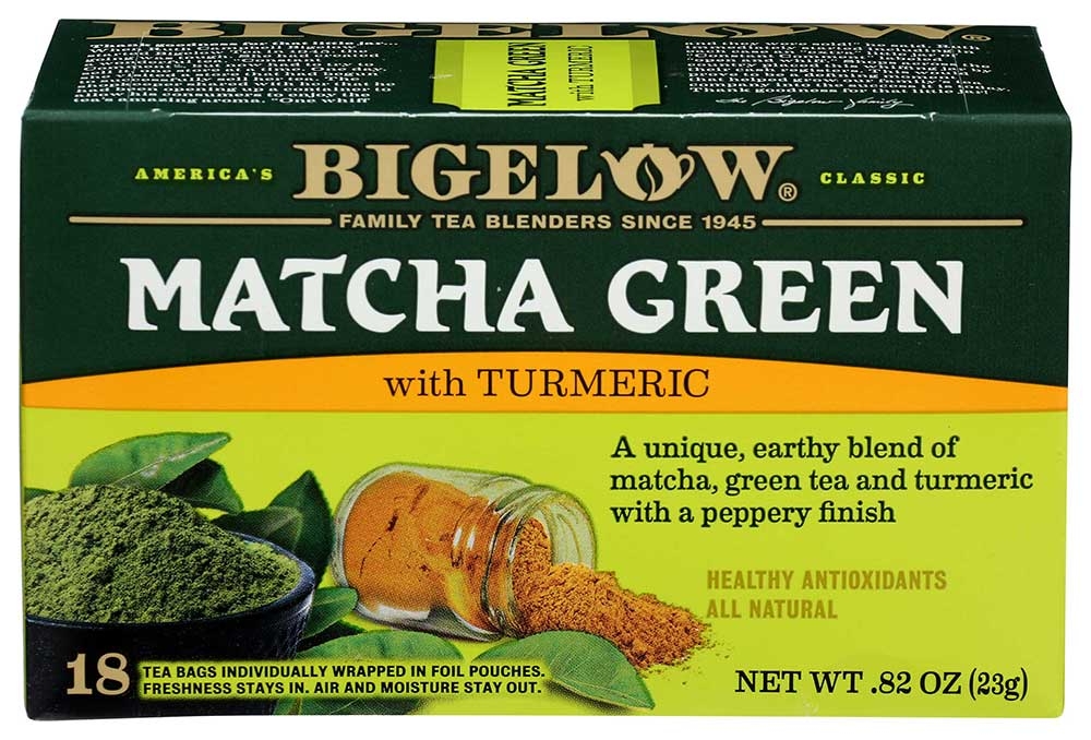 Bigelow Matcha Green Tea with Turmeric - 18 tea bags per pack -- 6 packs per case
