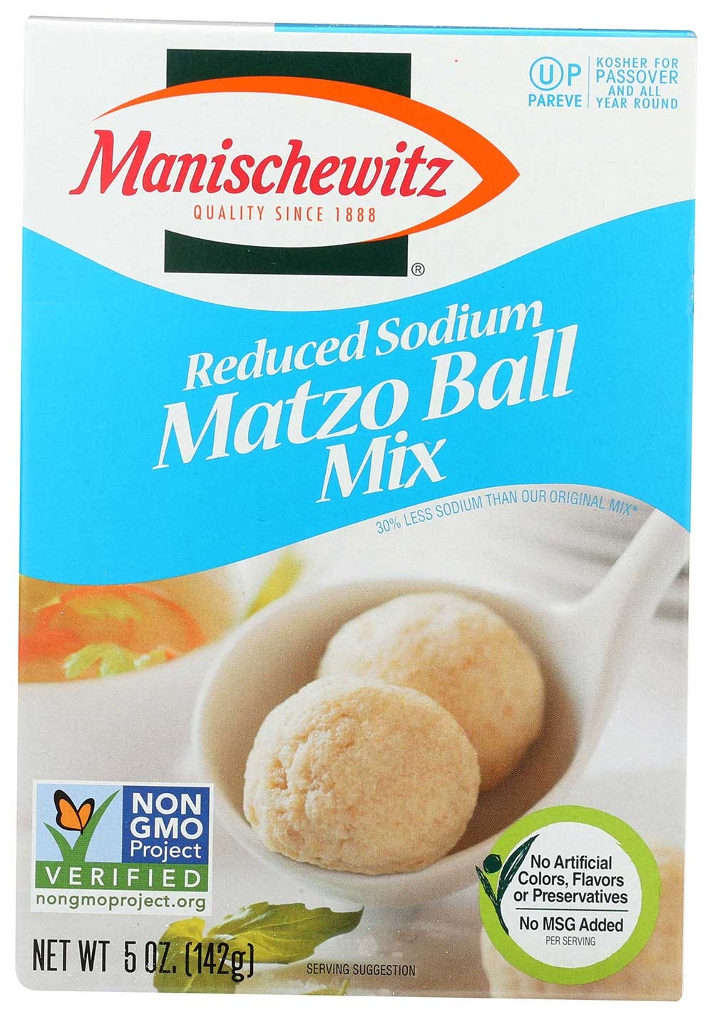 Manischewitz Reduced Sodium Matzo Ball Mix, 5 Ounce -- 12 per case.