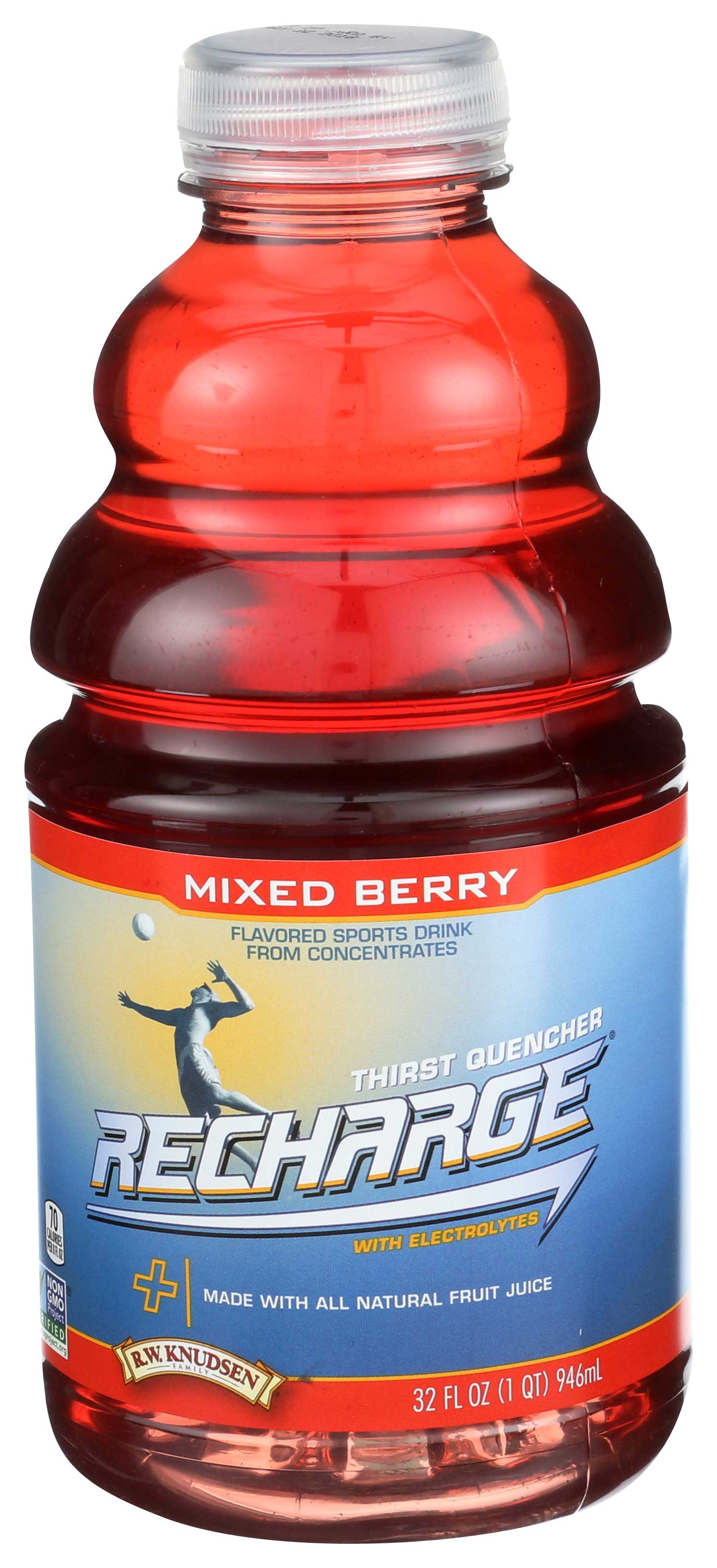 R.W. Knudsen Recharge Mixed Berry Juice, 32 Fluid Ounce -- 6 per case