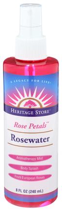Heritage Store Rose Petals Rosewater with Atomizer, 8 Fluid Ounce