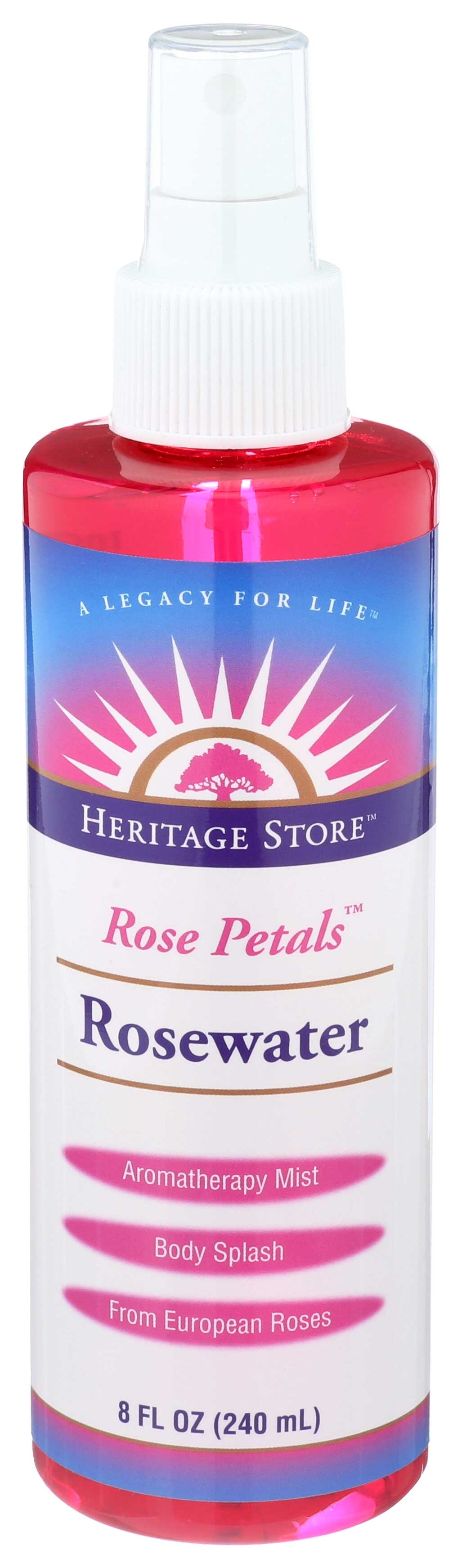 Heritage Store Rose Petals Rosewater with Atomizer, 8 Fluid Ounce