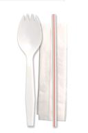 D and W Fine Pack Senate Polypropylene Spork Milkstraw 1 Ply Napkin, 10 x 10 inch -- 1000 per case.