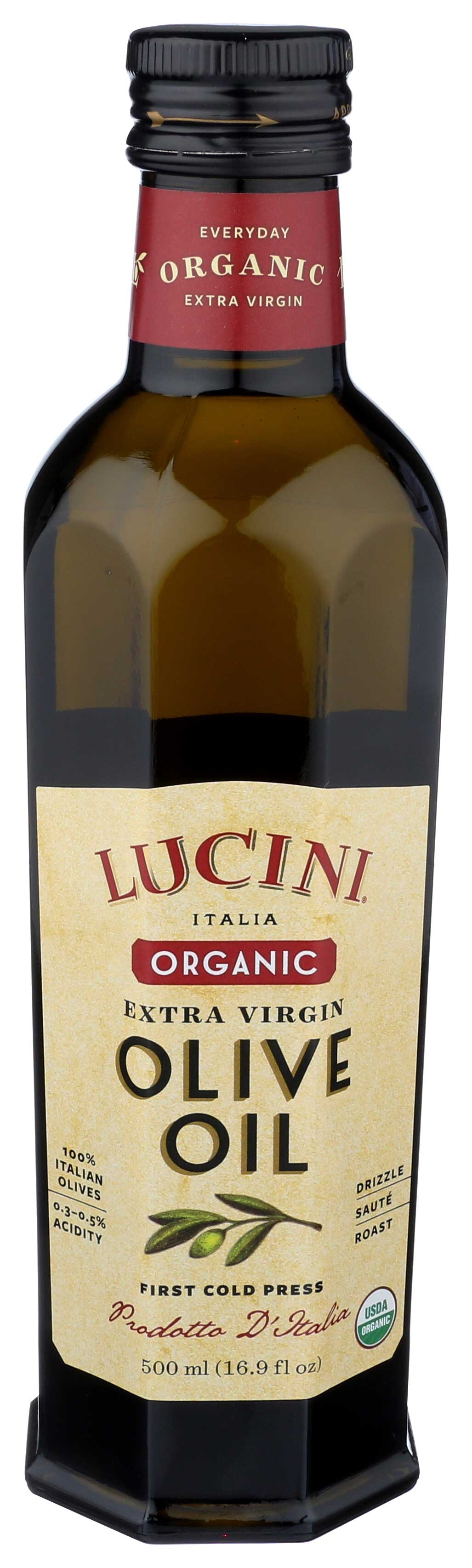 Lucini 100 Percent Organic Extra Virgin Olive Oil, 17 Ounce -- 6 per case