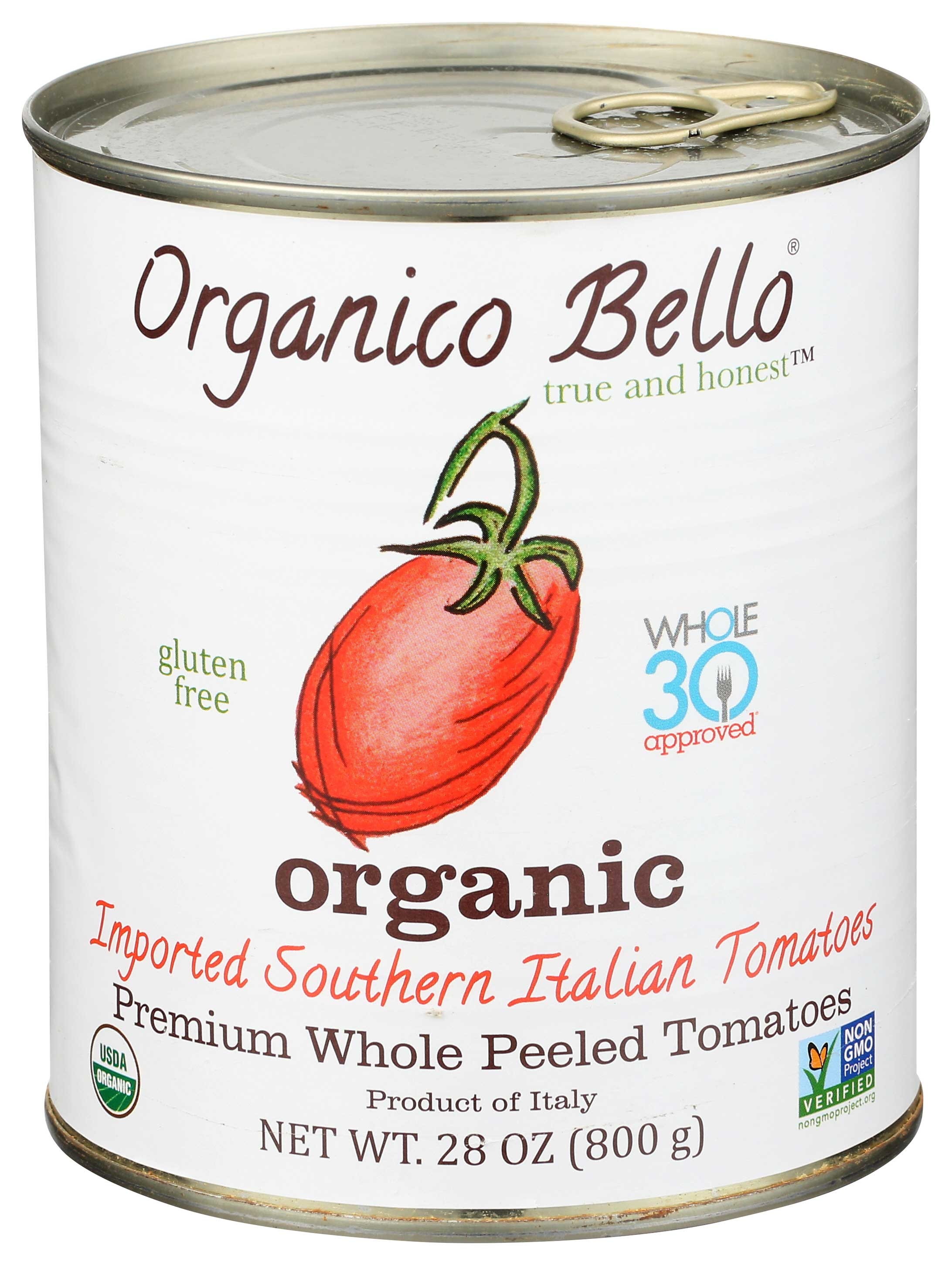 Organico Bello Organic Italian Whole Peeled Tomato, 28 Ounce -- 12 per case