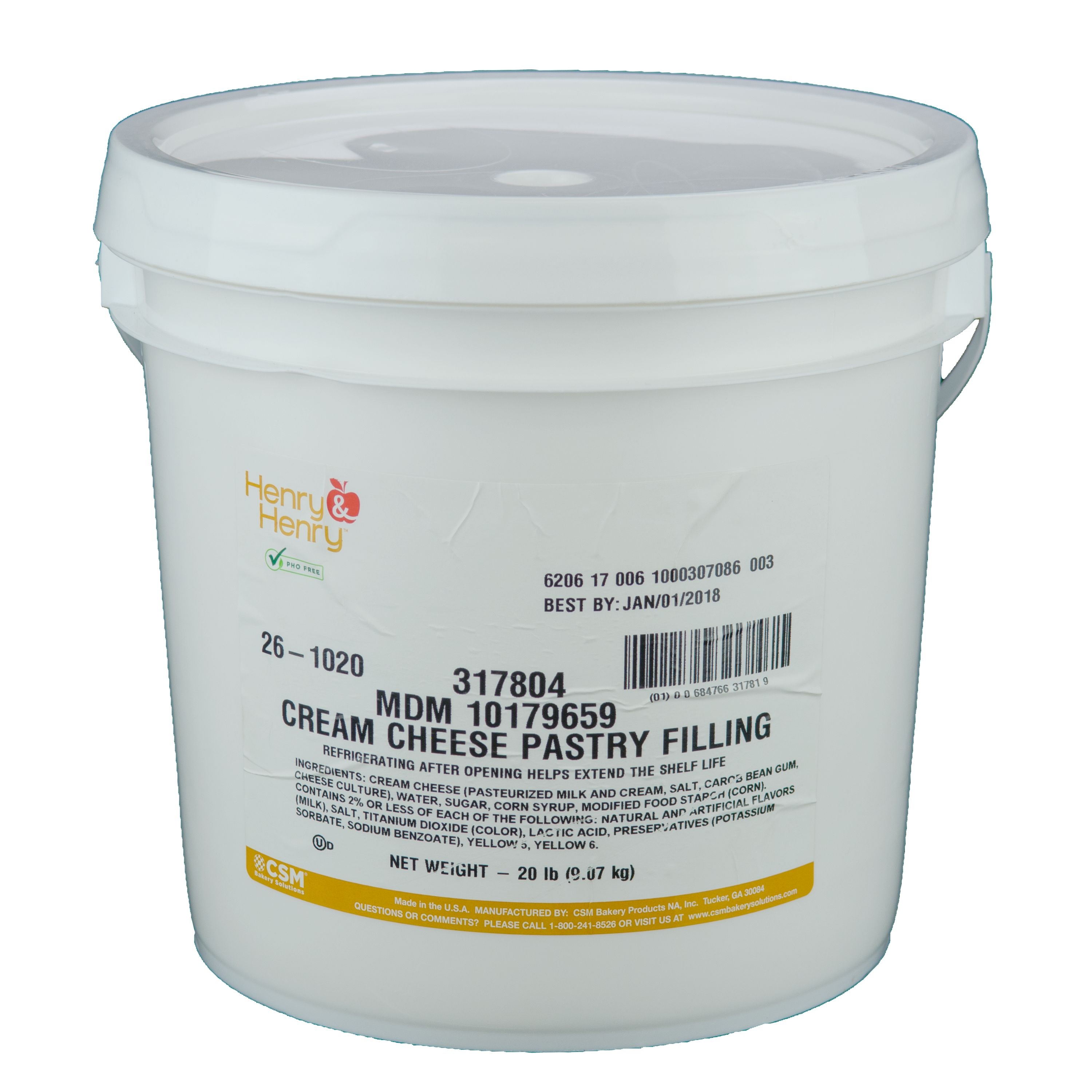 Henry and Henry Cream Cheese Pastry Filling, 20 Pound.