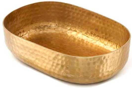 American Metalcraft Hammered Aluminum Gold Oval Bowl, 48 Ounce Capacity