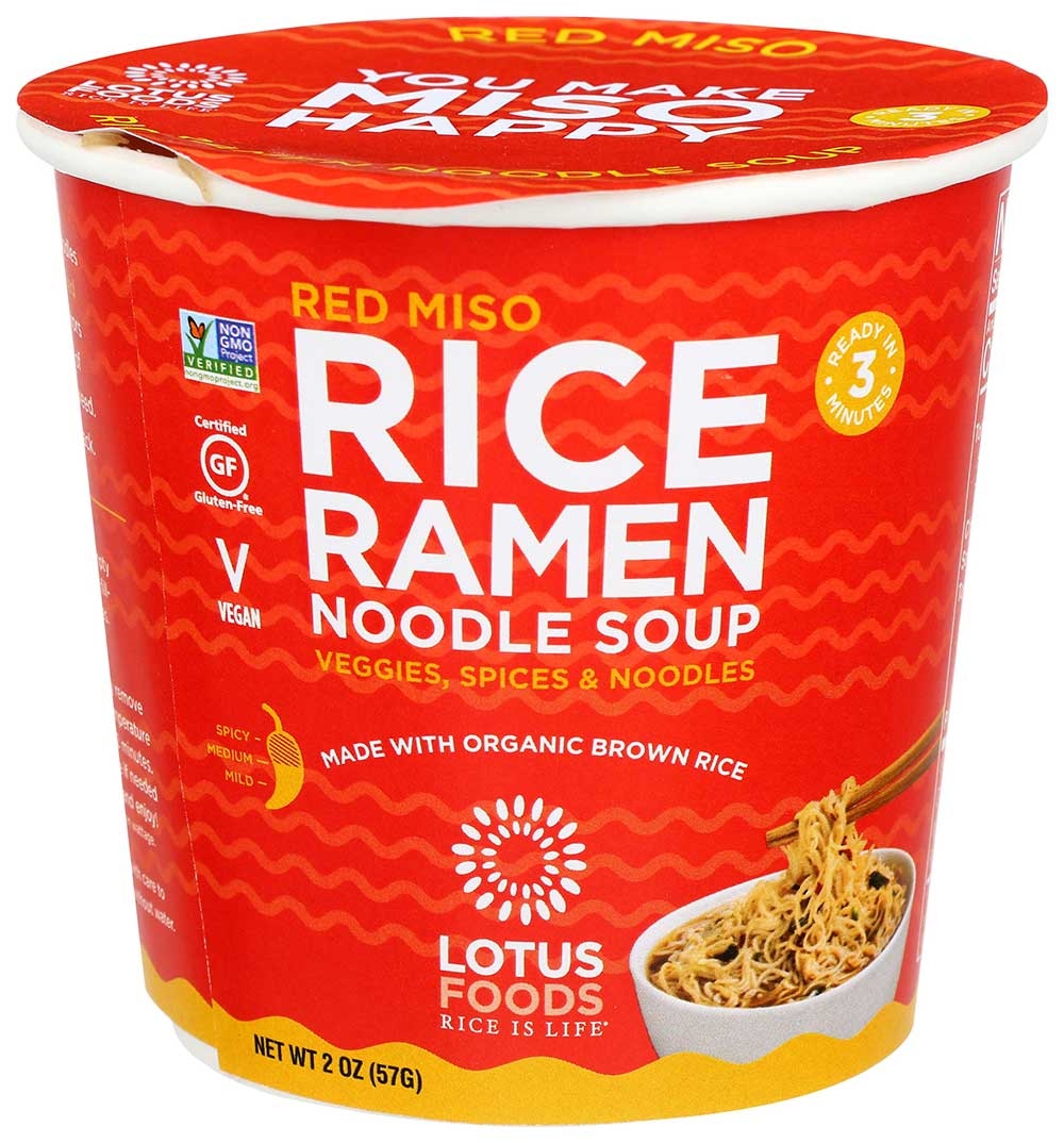 Lotus Foods Red Miso Brown Rice Noodle Soup, 2 Ounce -- 6 per case