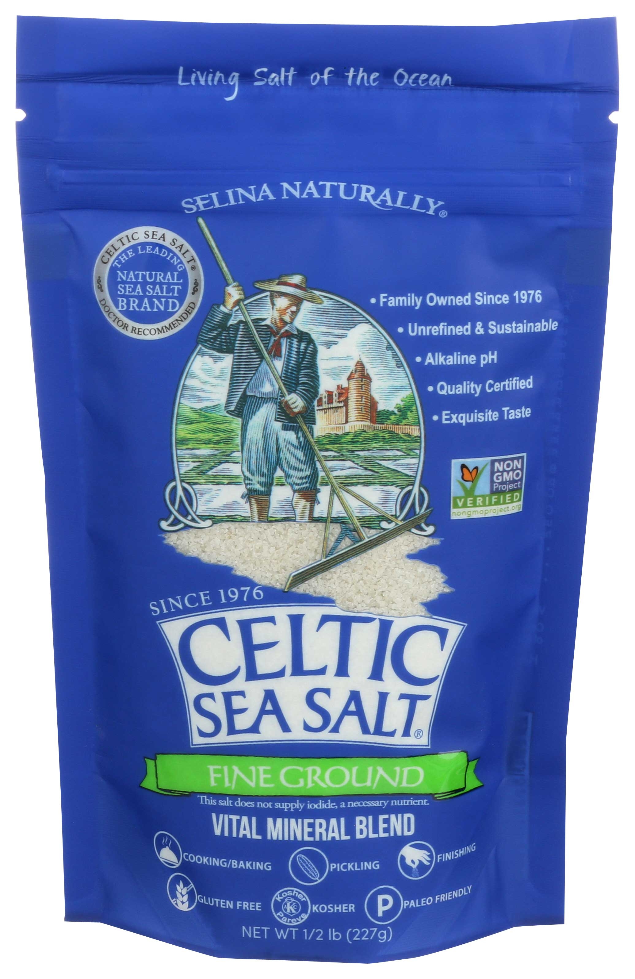 Celtic Sea Salt Fine Ground Sea Salt, 0.5 Pound -- 6 per case.