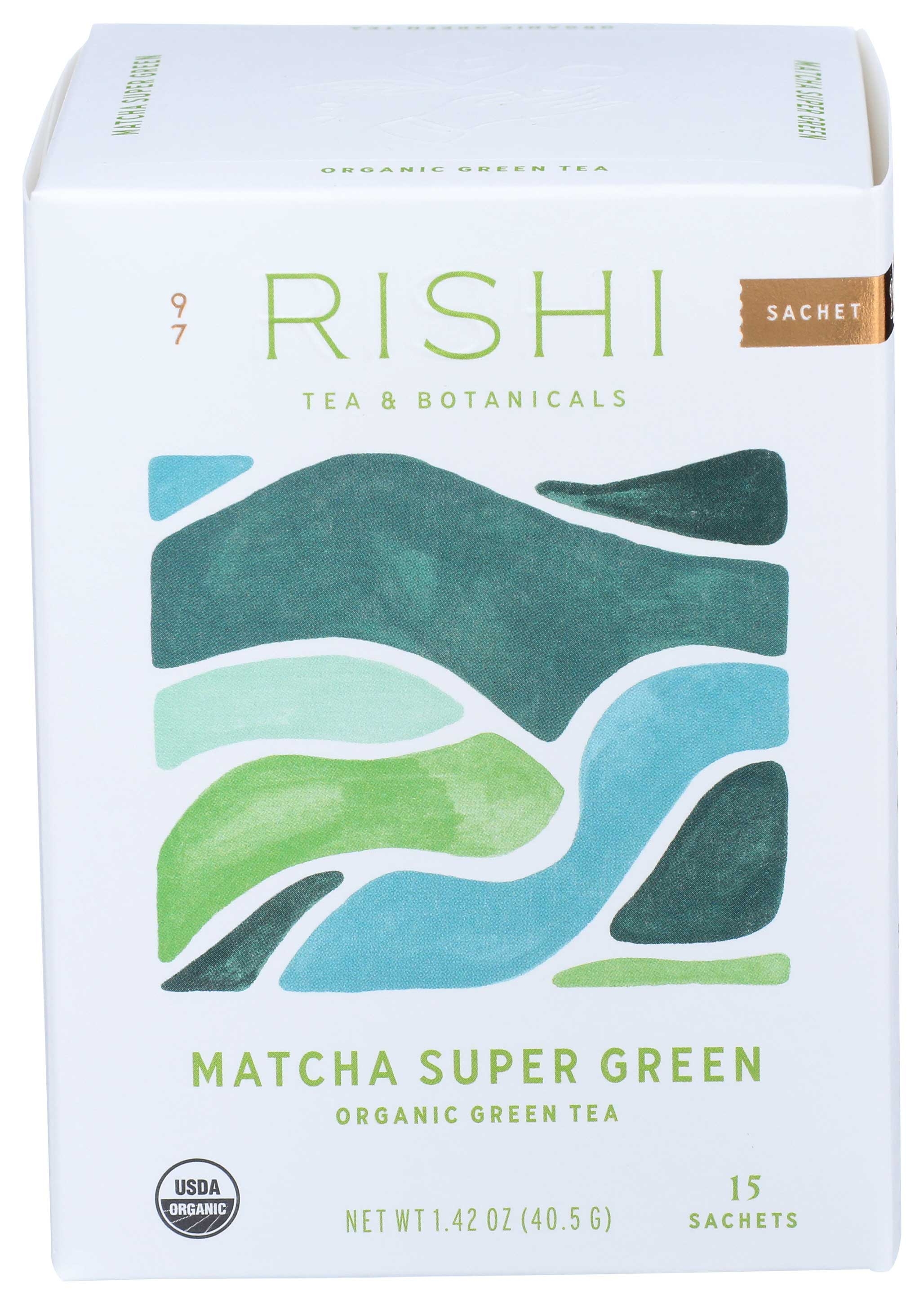 Rishi Organic Matcha Super Green Tea - 15 bags per pack -- 6 packs per case.