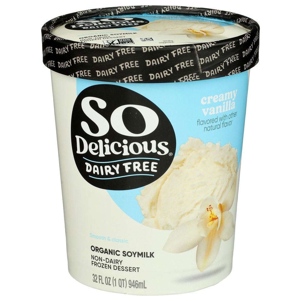 So Delicious Organic Dairy Free Creamy Vanilla Soymilk Dessert, 32 Fluid Ounce -- 6 per case