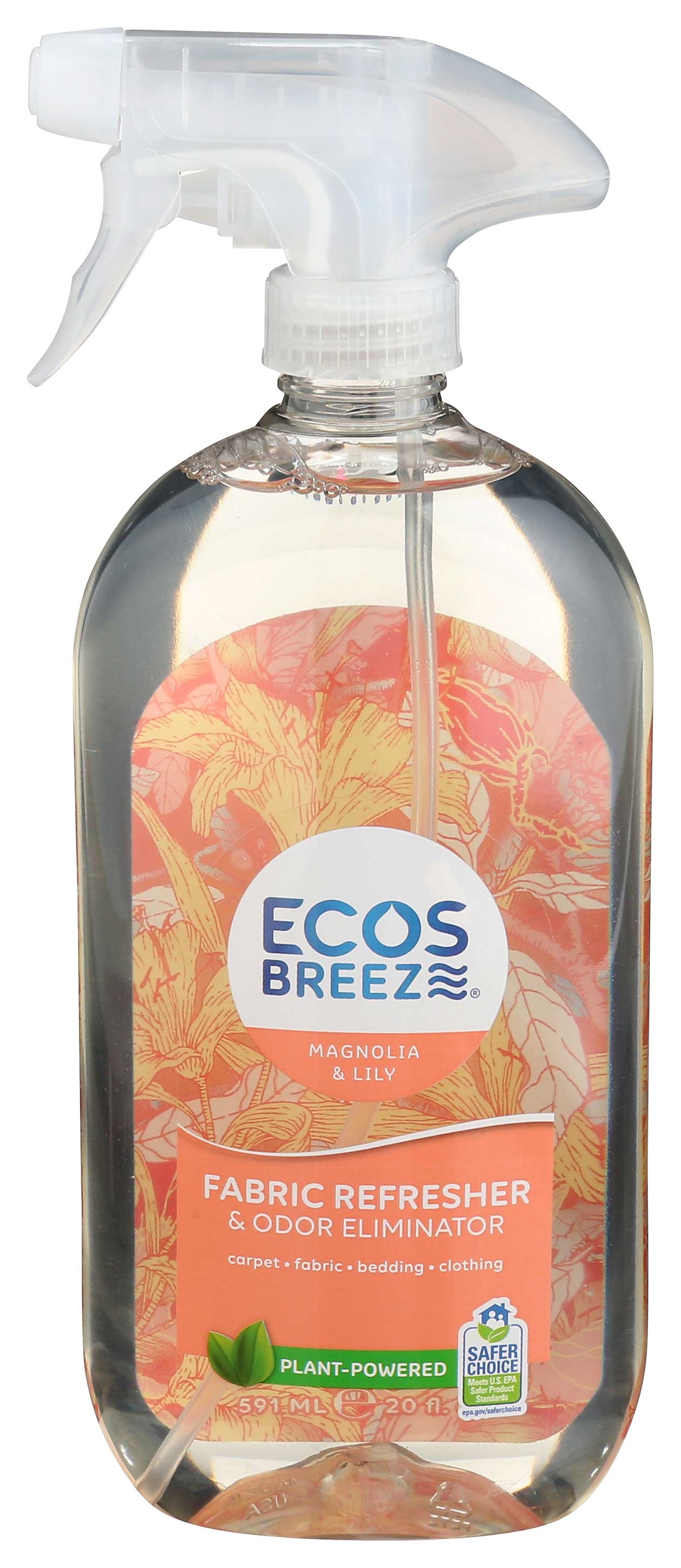 Ecos Breeze Magnolia and Lily Fabric and Carpet Odor Eliminator, 20 Fluid Ounce -- 6 per case