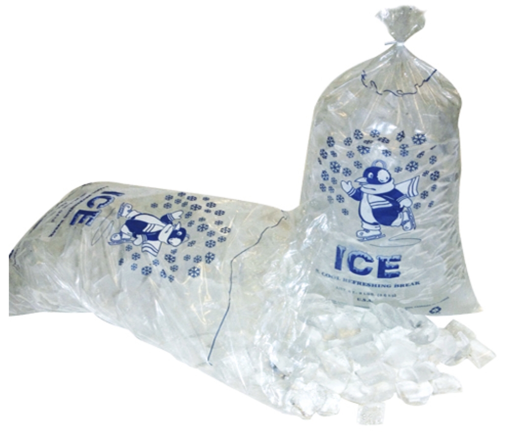 Inteplast Group Ice Bag, 11 x 20, 8lb Capacity, 1.5mil, Clear/Blue, 1000/Carton