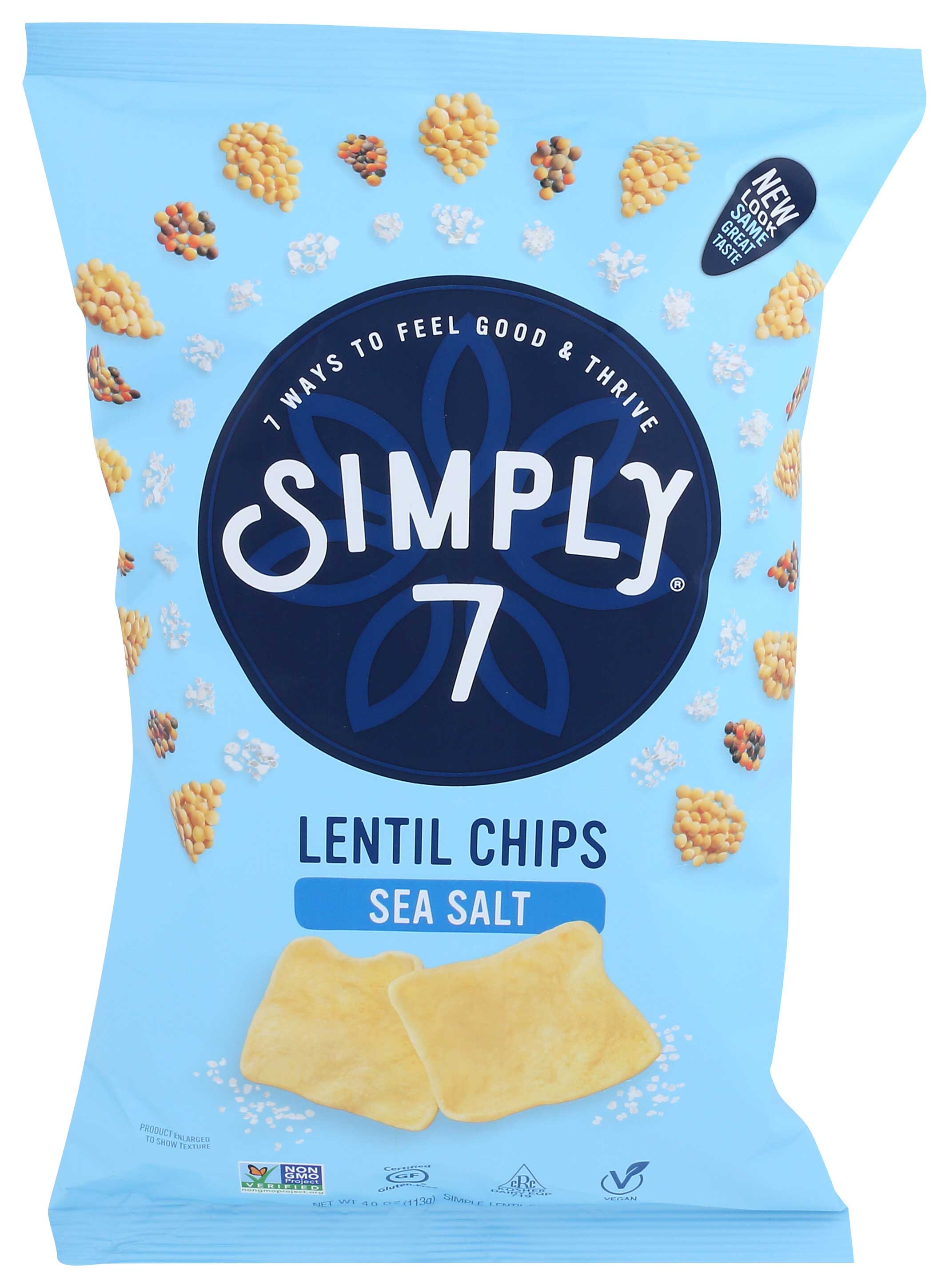 Simply 7 Sea Salt Lentil Chips, 4 Ounce -- 12 per case.