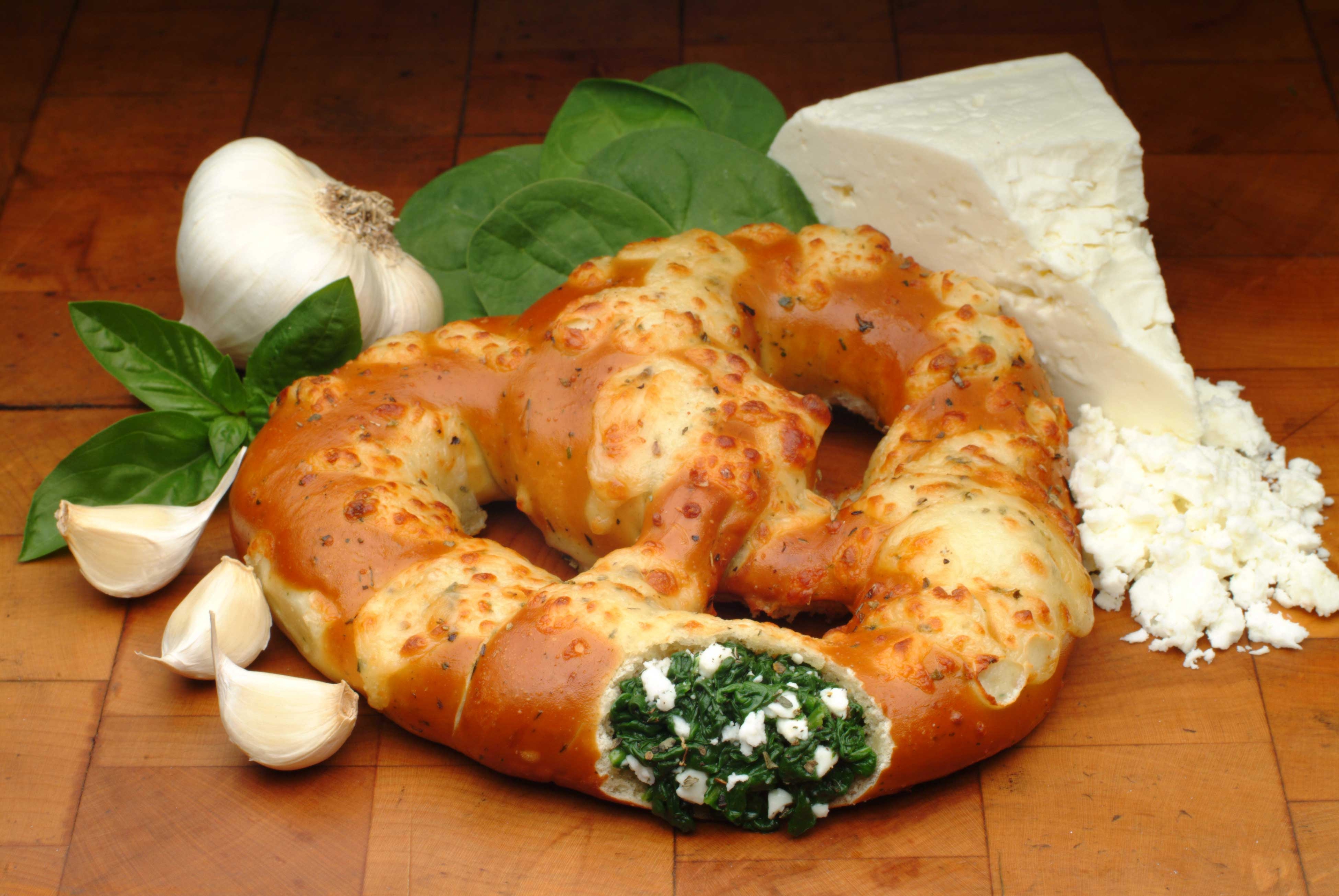 Kim and Scotts Spinach Feta Stuffed Pretzels, 6 Ounce -- 24 per case.