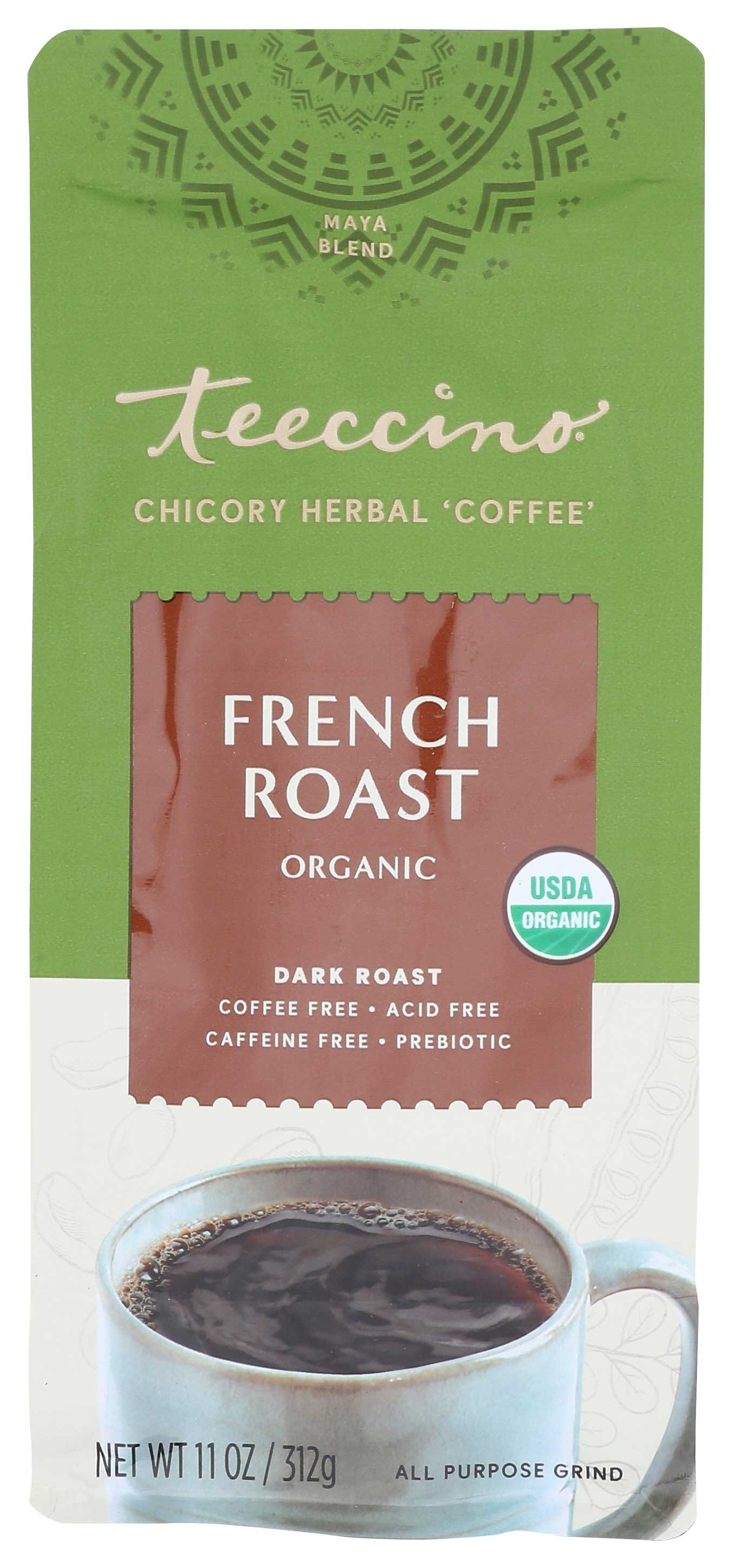 Teeccino Organic Maya French Roast Herbal Coffee, 11 Ounce -- 6 per case.
