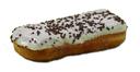 Prairie City Bakery Premium Long John Creme Filled White Iced Donut with Chocolate Sprinkles, 28.4 Gram -- 4 per case.