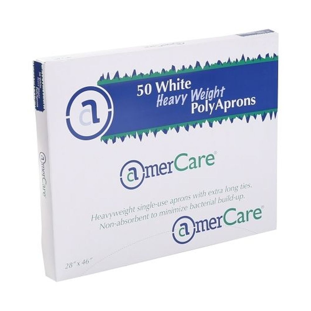 AmerCareRoyal 28 x 46 inch Heavy Weight White Polyethylene Aprons, 500 count