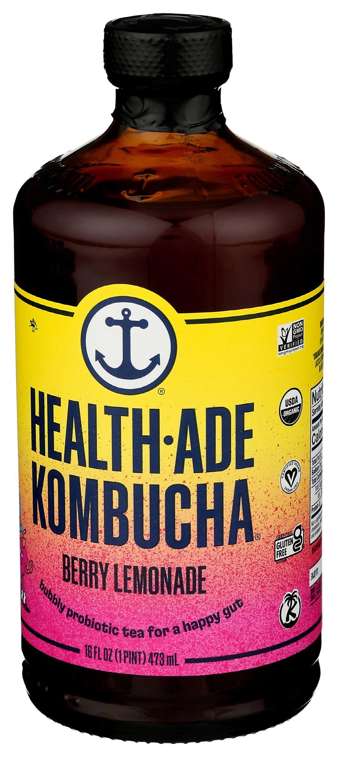 Health-Ade Organic Berry Lemonade Kombucha, 16 Fluid Ounce -- 12 per case