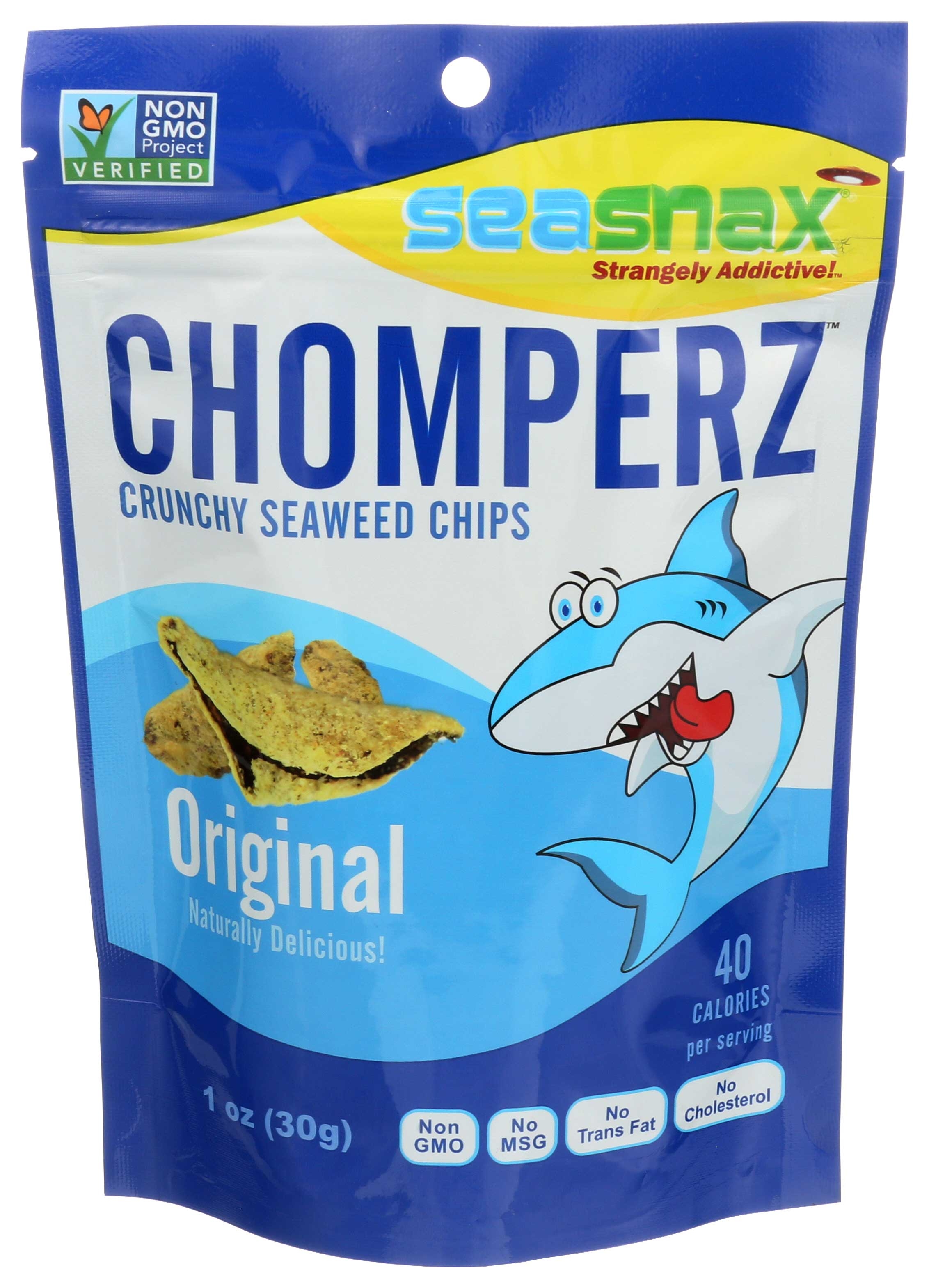 Seasnax Chomperz Crunchy Original Seaweed Chips, 1 Ounce -- 8 per case.