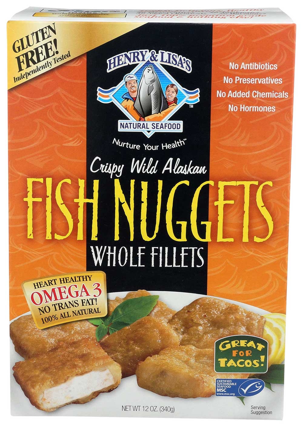 Henry and Lisas Gluten Free Natural Seafood Wild Alaskan Fish Nugget, 12 Ounce -- 6 per case.