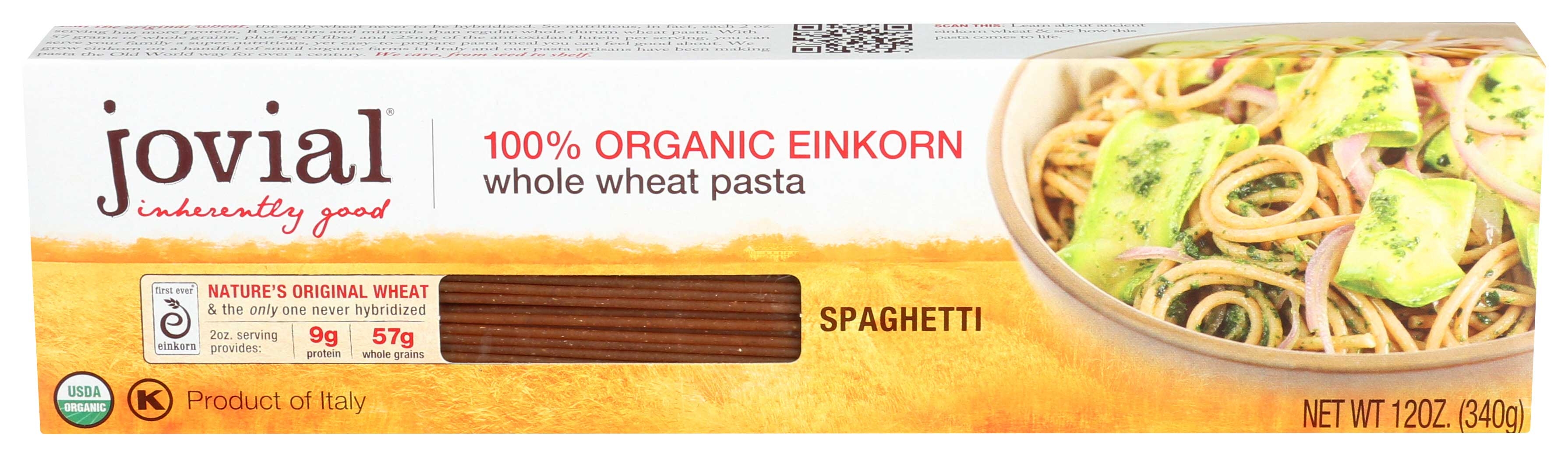 Jovial Organic Whole Grain Einkorn Spaghetti Pasta, 12 Ounce -- 12 per case.