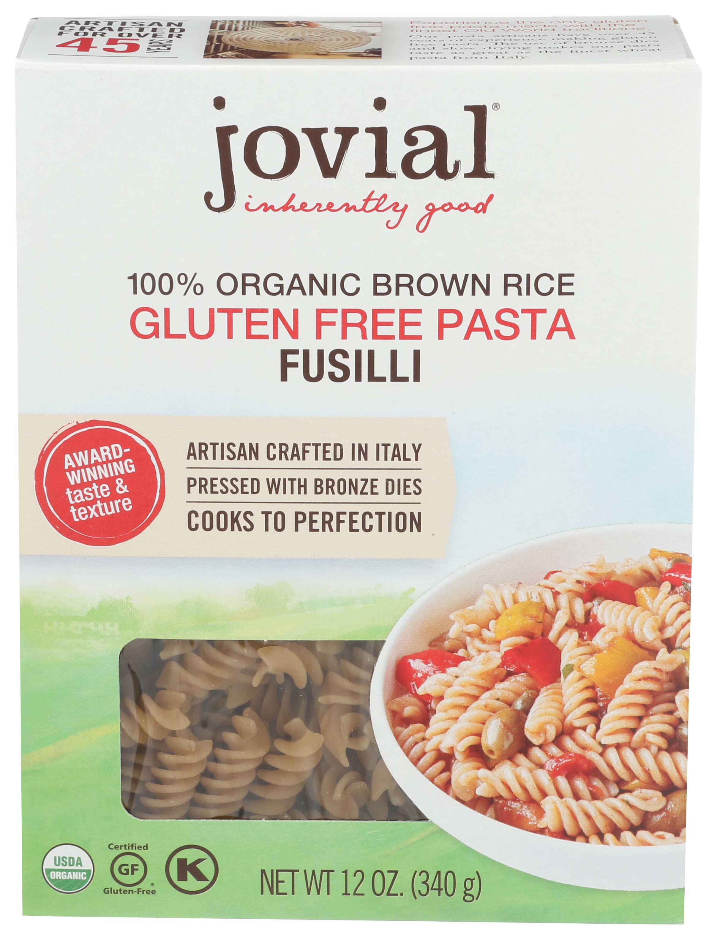Jovial Organic Brown Rice Fusilli Pasta, 12 Ounce -- 12 per case.