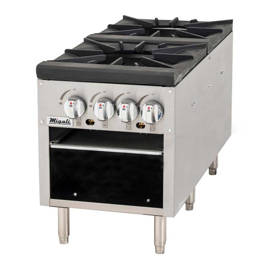 Migali 2 Burner Stock Pot Stove, 18 inch Width x 41.7 inch Depth x 22.8 inch Height