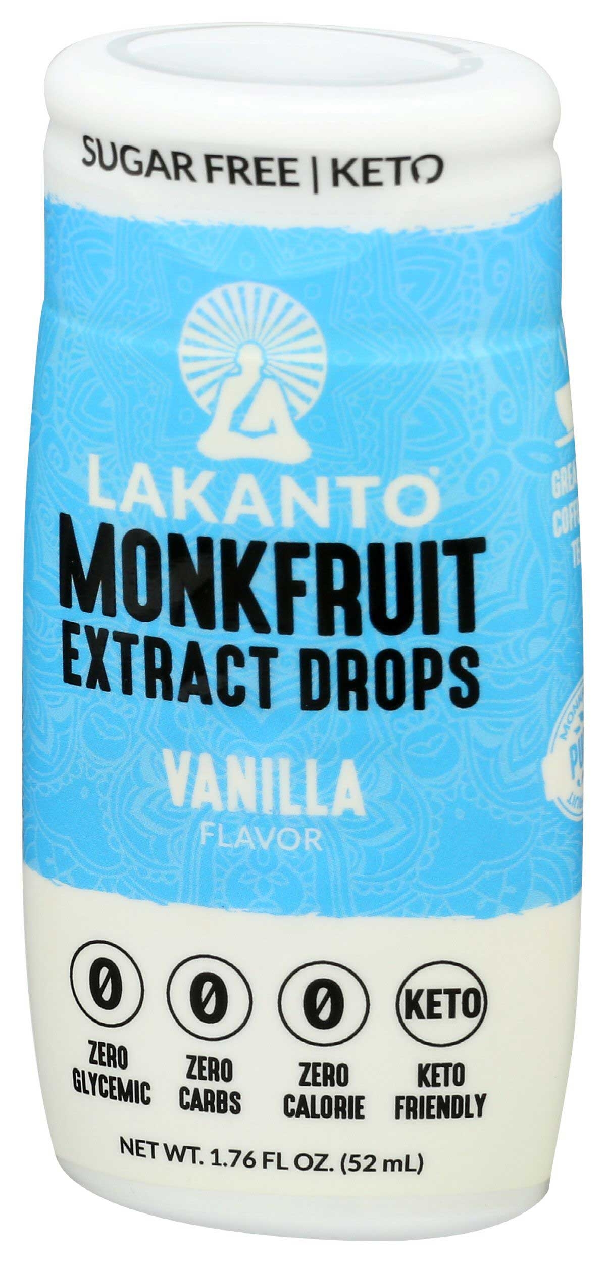 Lakanto Sugar Free Vanilla Flavor Monkfruit Extract Drops, 1.76 Fluid Ounce -- 6 per case