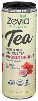 Zevia Organic Caffeine Free Passionfruit Sweetened Hibiscus Tea, 12 Fluid Ounce -- 12 per case