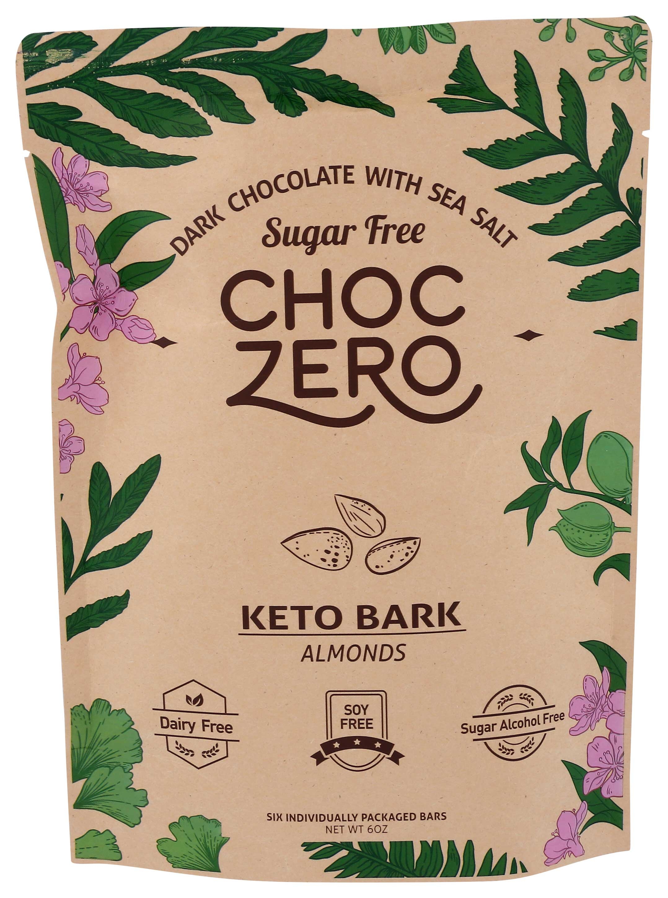 Choczero Almond Dark Chocolate with Sea Salt Keto Bark, 6 Ounce -- 12 per case