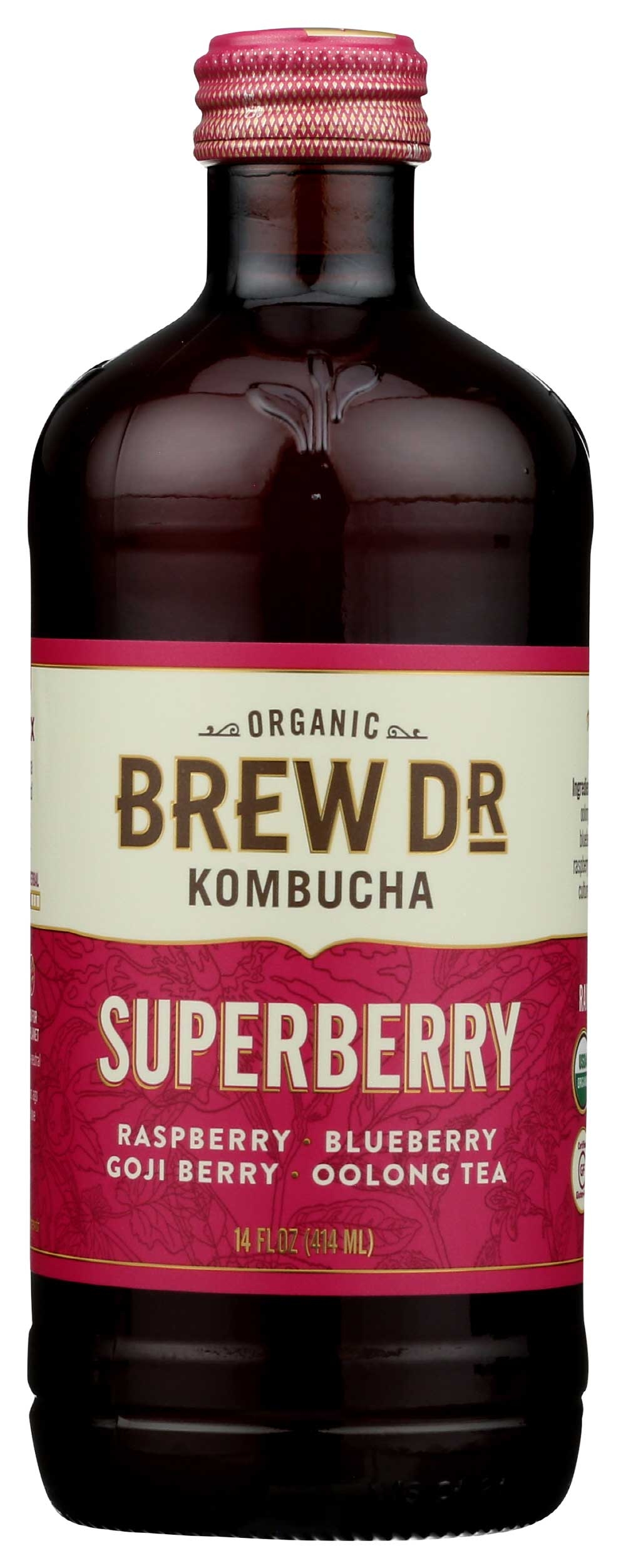 Brew Dr Organic Superberry Kombucha, 14 Fluid Ounce -- 12 per case.
