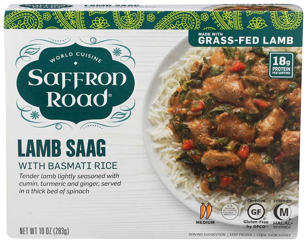 Saffron Road Lamb Saag with Basmati Rice, 10 Ounce -- 8 per case.
