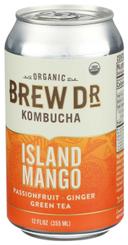 Brew Dr. Kombucha Organic Island Mango Kombucha, 12 Fluid Ounce - 4 per pack -- 6 packs per case