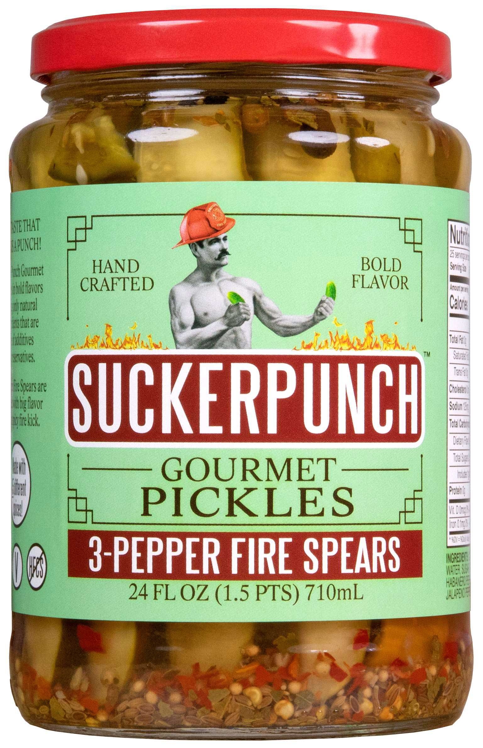 Sucker Punch 3-Pepper Fire Spears Pickle, 24 Ounce -- 6 per case