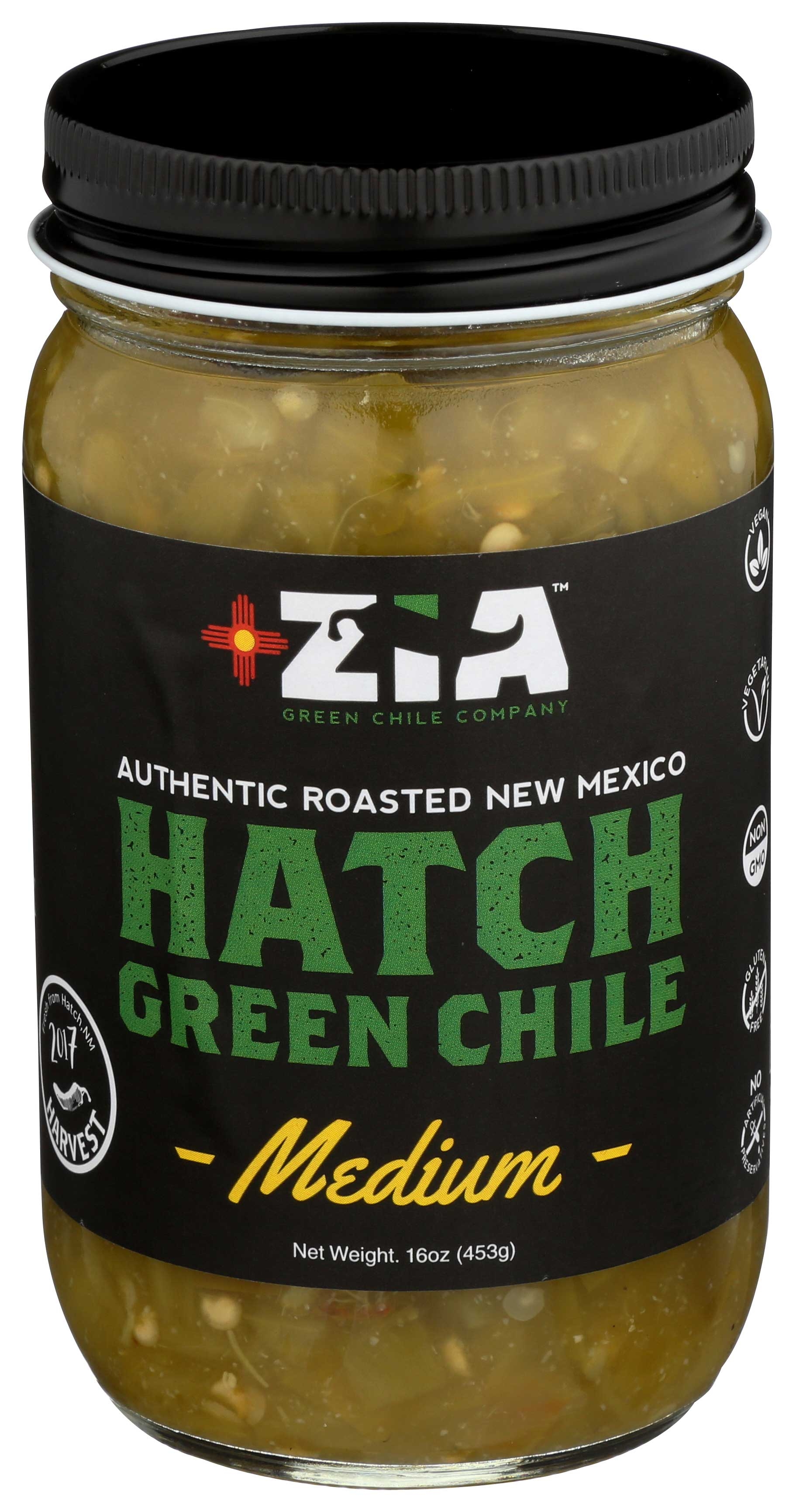 Zia Green Chile Company Medium Hatch Green Chile, 16 Ounce -- 6 per case