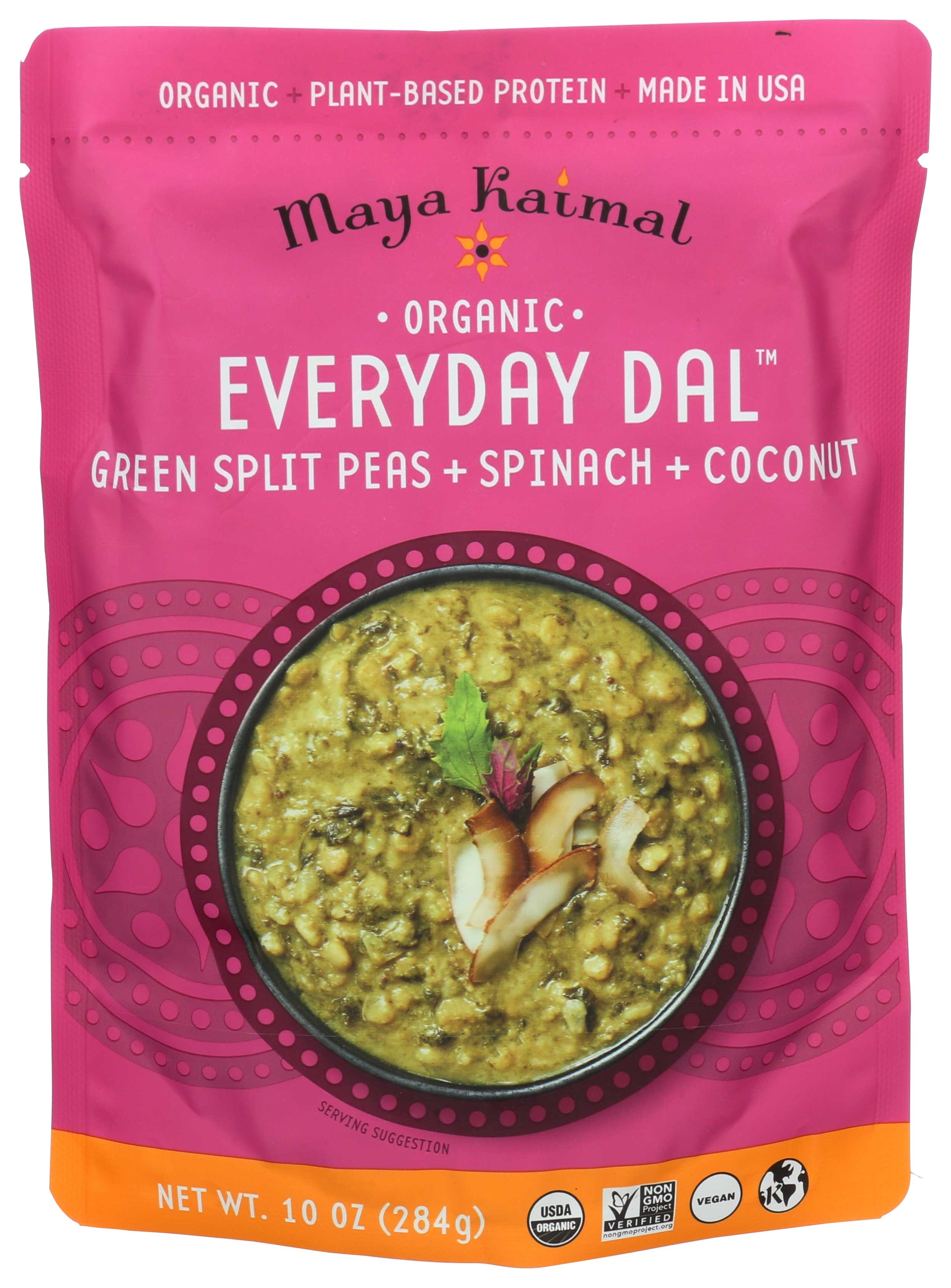 Maya Kaimal Green Split Pea Spinach and Coconut Everyday Dal, 10 Ounce -- 6 per case