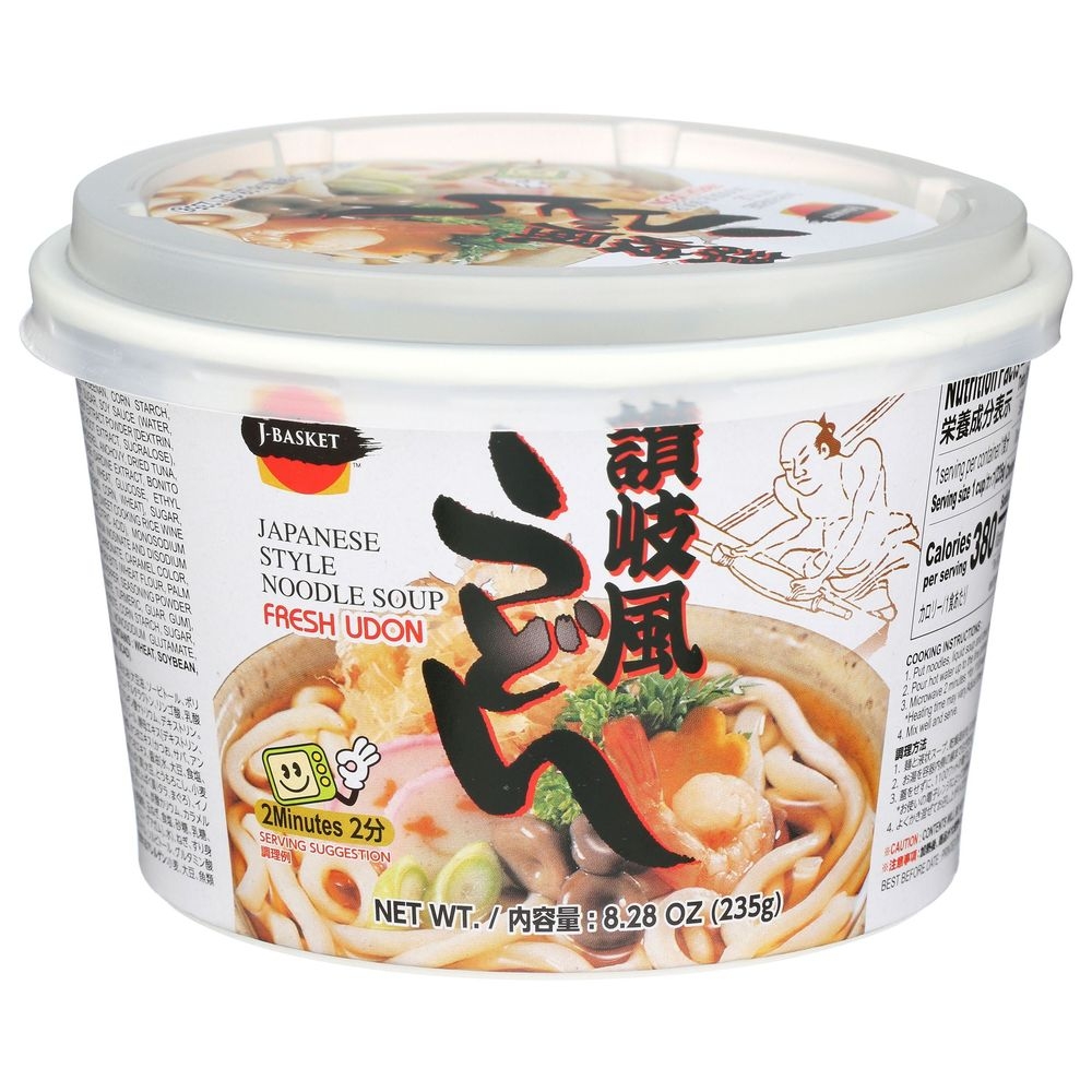 J-Basket Fresh Nama Udon Japanese Style Noodle Soup Cup, 8.29 Ounce -- 6 per case