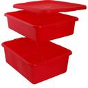 Vollrath 1505-C02 Traex Color Mate Red Food Storage Box Set, 20 inch x 15 inch x 8 inch