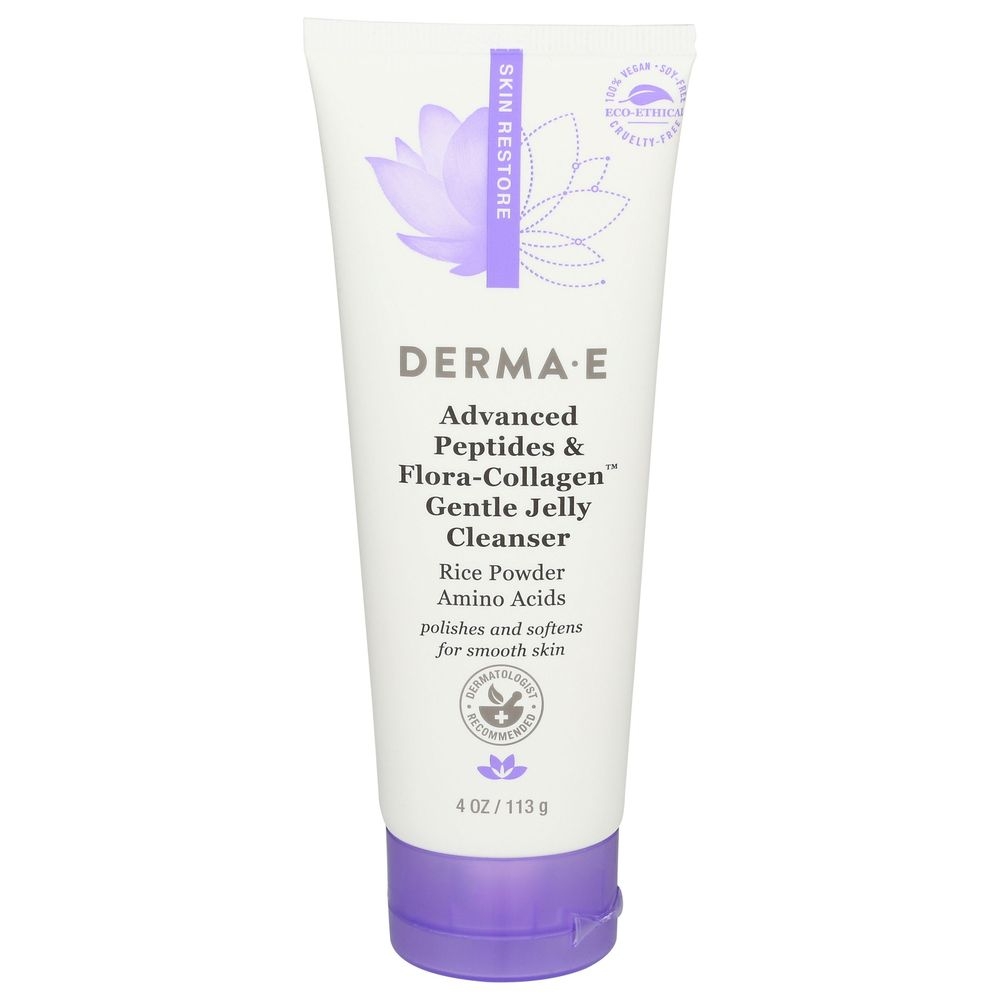 Derma E Advanced Peptides and Flora Collagen Gentle Jelly Cleanser, 4 Ounce