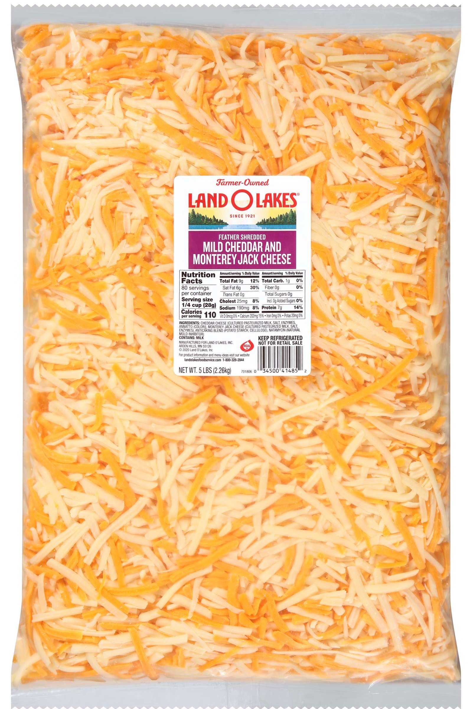 Land O Lakes Feather Shredded Mild Cheddar and Monterey Jack Cheese Blend, 5 Pound