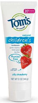 Toms Of Maine Silly Strawberry Childrens Anticavity Fluoride Free Toothpaste, 5.1 Ounce -- 6 per case