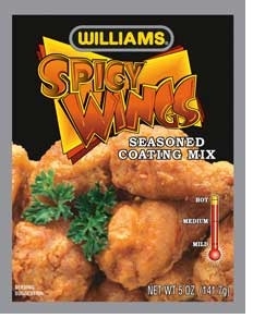 Williams Spicy Wings Seasoned Coating Mix, 5 Ounce -- 12 per case