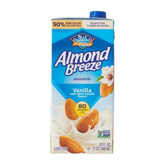 Almond Breeze Vanilla Almond Milk Beverage, 32 Ounce -- 12 per case.