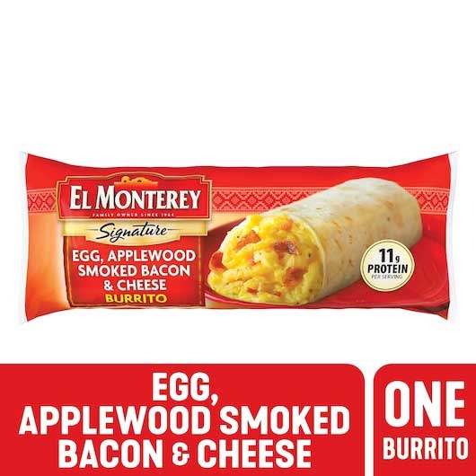 El Monterey Bacon, Egg, and Cheese Breakfast Burrito, 4.5 Ounce -- 24 per case.
