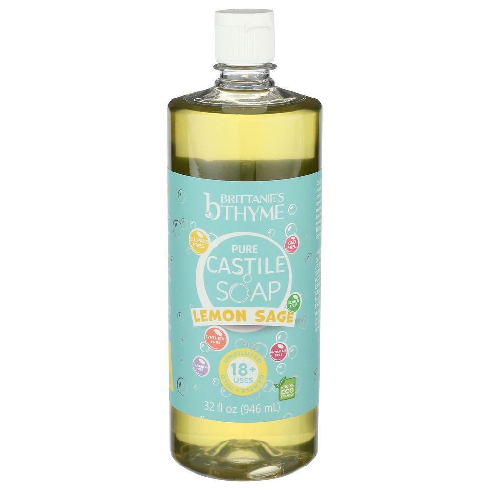 Brittanies Thyme Lemon Sage Pure Castile Liquid Soap, 32 Fluid Ounce