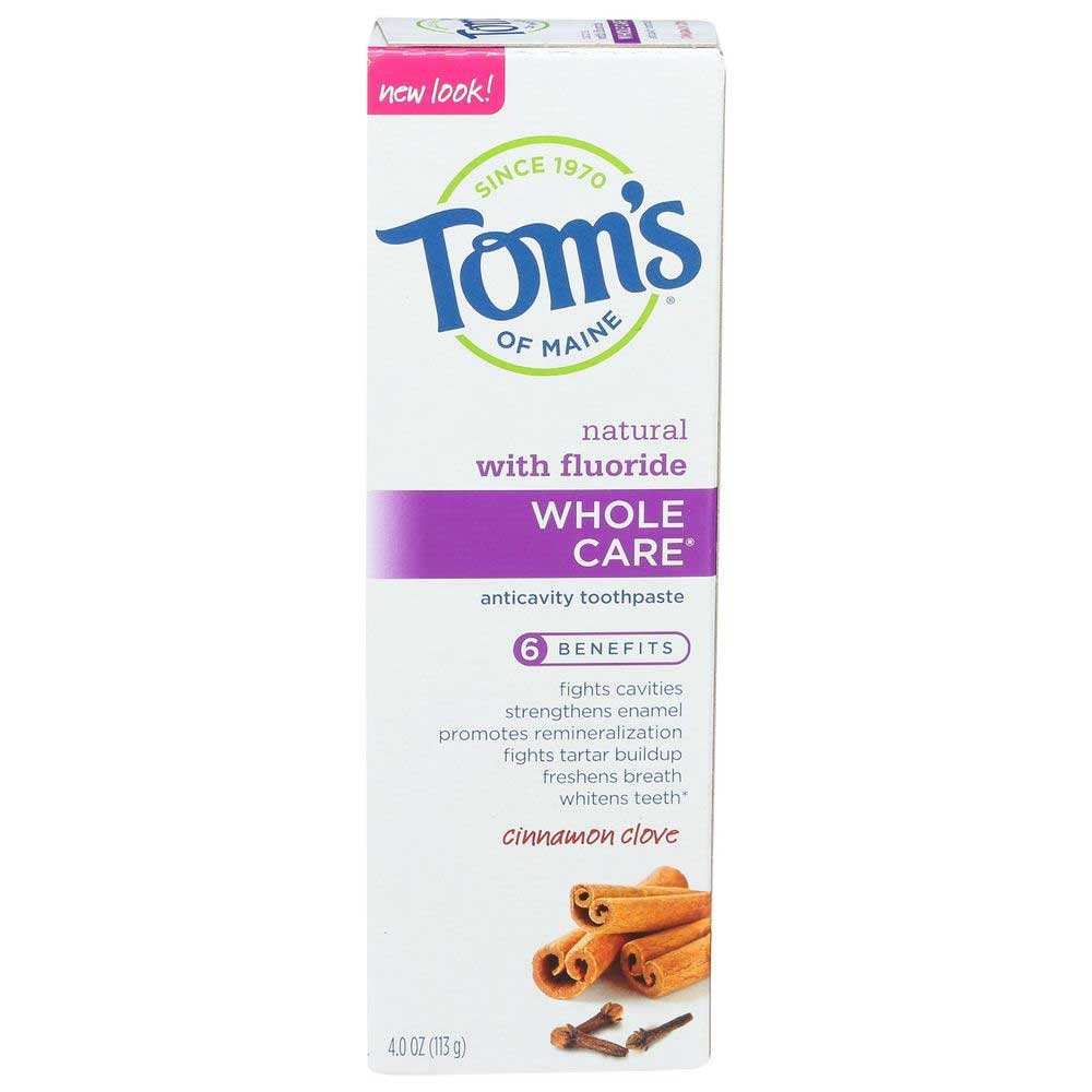 Toms Of Maine Natural Whole Care Cinnamon Clove Anticavity Toothpaste with Fluoride, 4 Ounce -- 6 per case