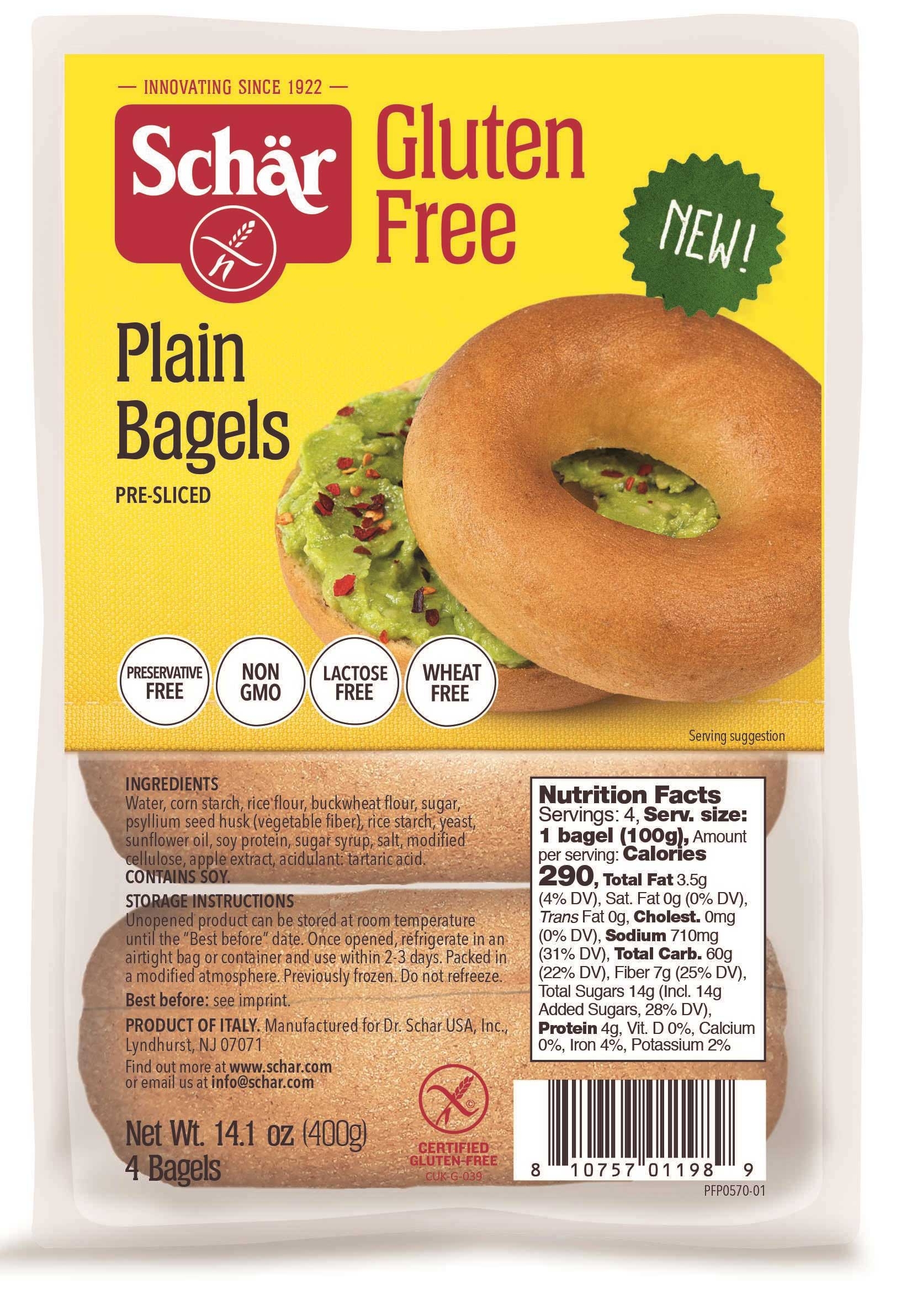 Schar Gluten Free Plain Bagel, 14.1 Ounce -- 4 per case