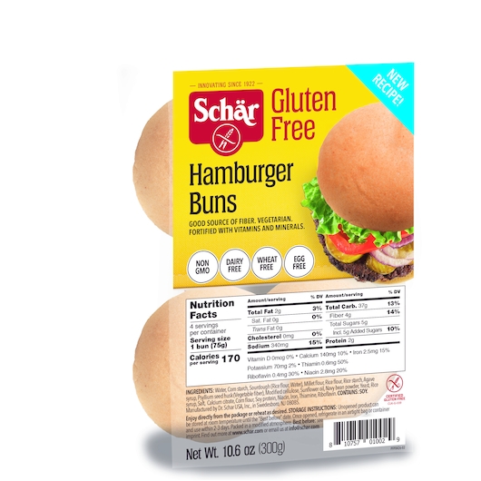 Schar Gluten Free Hamburger Bun, 10.6 Ounce -- 4 per case